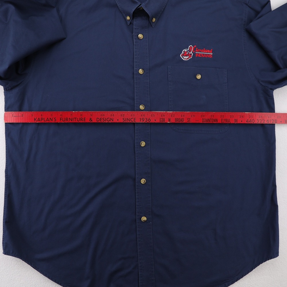 Lee Casual Collection Mens XL Navy Blue Cleveland Indians Button Down Shirt MLB - Picture 7 of 8